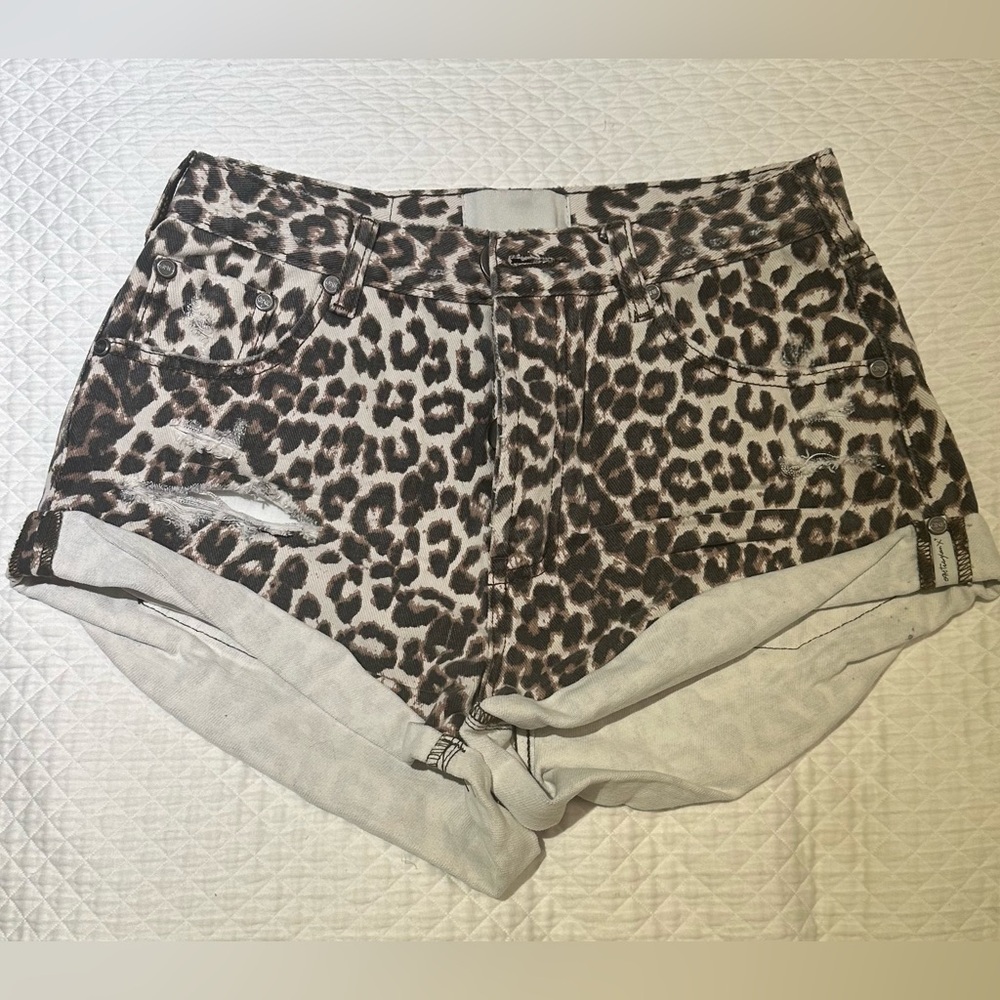 One Teaspoon Animal Bandits Mid Waist Denim Short